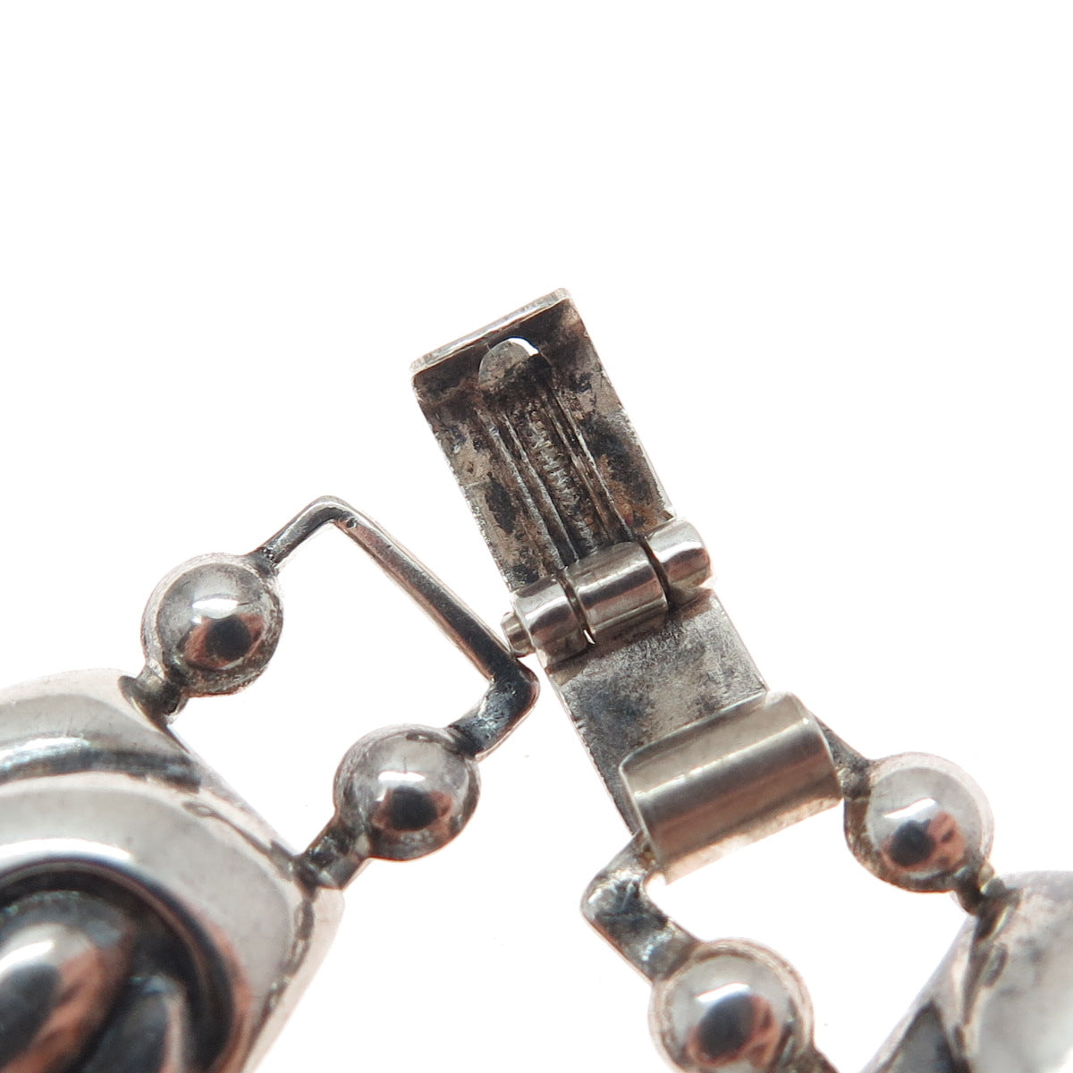 925 Sterling Silver Antique Art Deco Yin Yang Oxidized Link Bracelet 7"