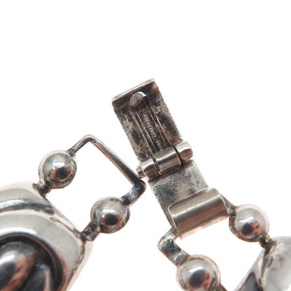 925 Sterling Silver Antique Art Deco Yin Yang Oxidized Link Bracelet 7"