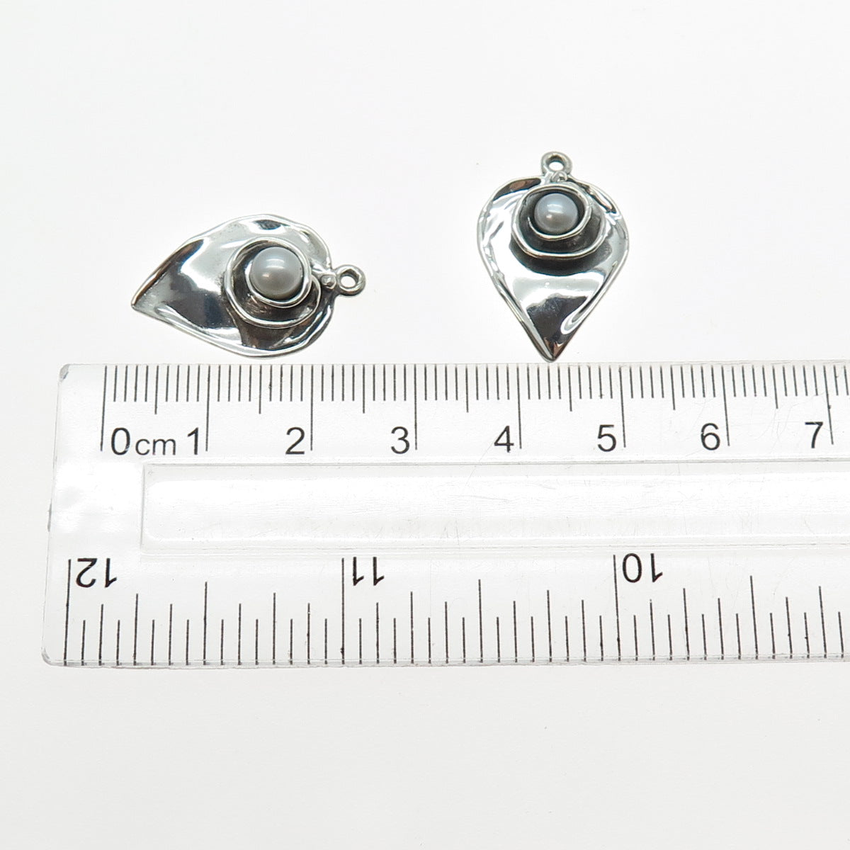 HAGIT GORALI Sterling Silver Vintage Israel Real Pearl Modernist Jacket Earrings