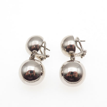 925 Sterling Silver Vintage Italy Modernist Ball Beaded Omega Back Earrings