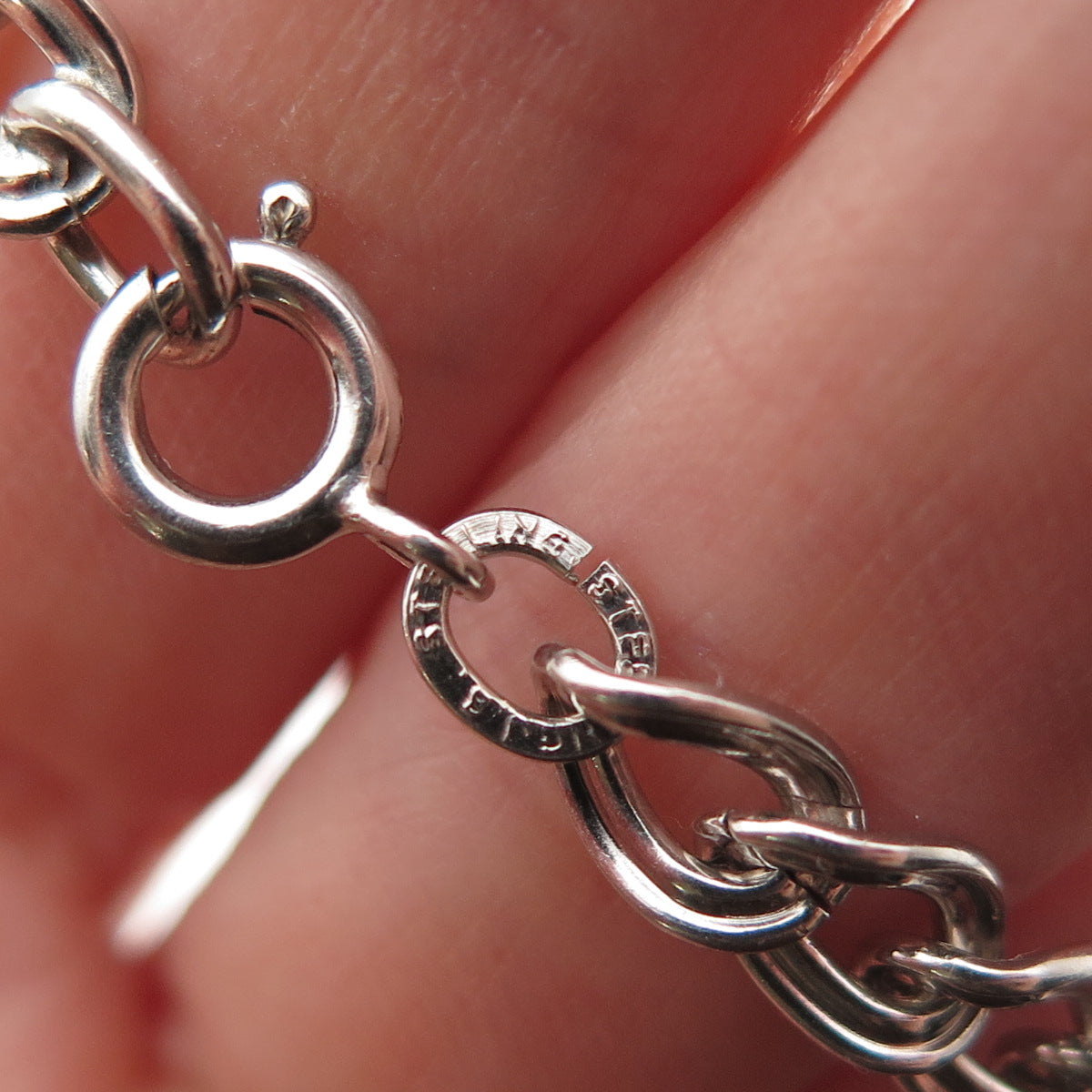 925 Sterling Silver Vintage Double Curb Link Bracelet 6.75"