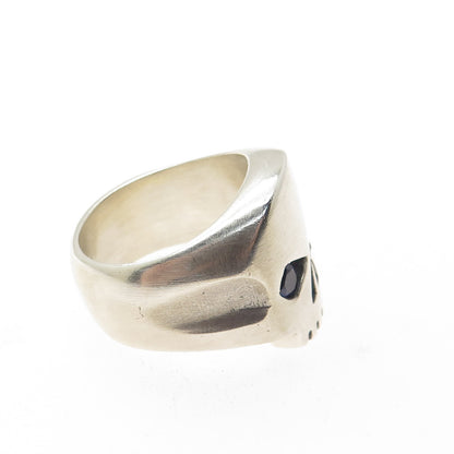 MJG MICHAEL JOHN GONNERING 925 Sterling Silver Vintage Spinel Skull Ring Size 10
