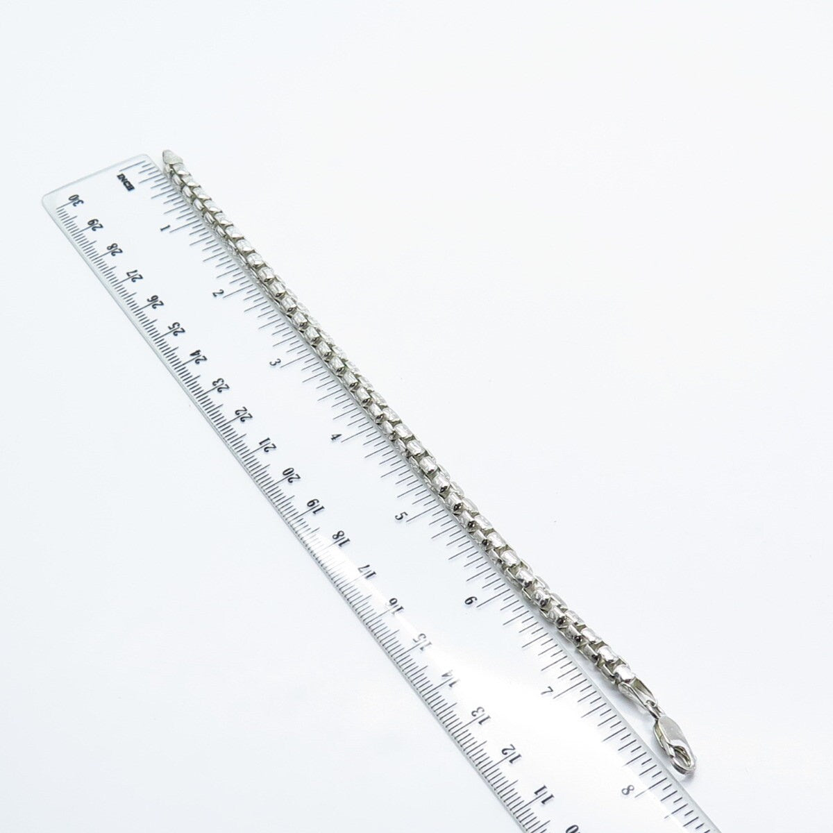 925 Sterling Silver Vintage Italy Box Link Bracelet 7.75"