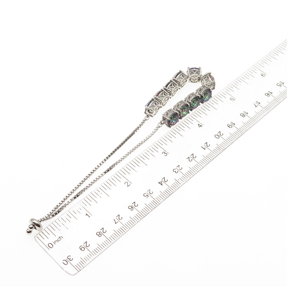 Chuck Clemency Sterling Silver Real Mystic Topaz Adjustable Bracelet 6-9.75"