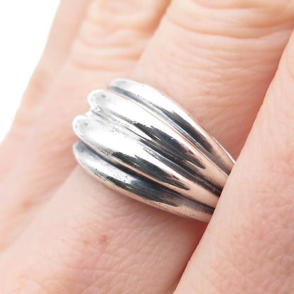 925 Sterling Silver Vintage Modernist Ribbed Oxidized Ring Size 6.75