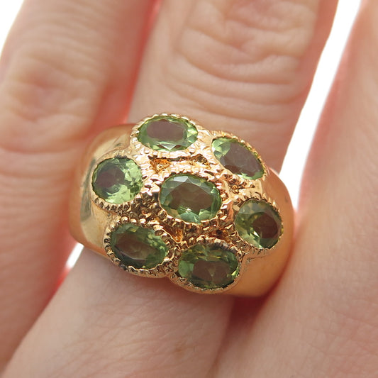 M.R.F. RESOURCES LTD. 925 Sterling Silver Gold Plated Real Peridot Ring Size 5.5
