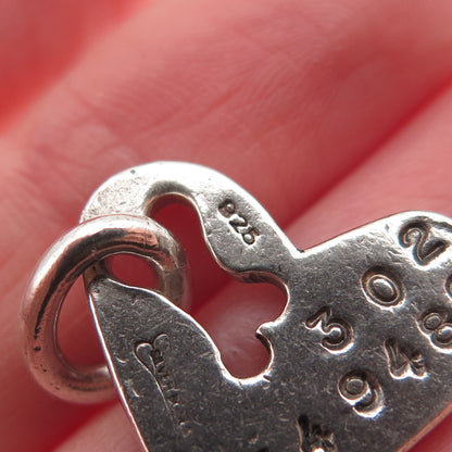 Silver Bones 925 Sterling Vintage Precious Heart Dog Tag Charm Pendant