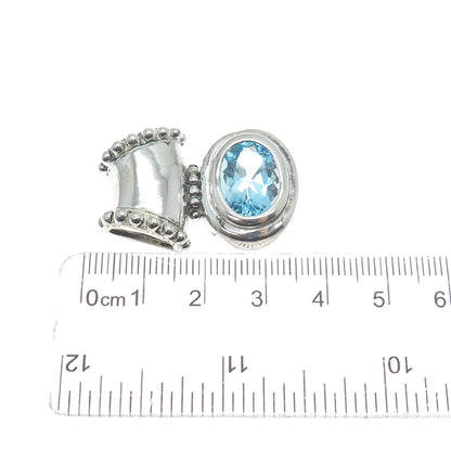CHATEAU D'ARGENT 925 Sterling Silver Vintage Real Blue Topaz Slide Pendant
