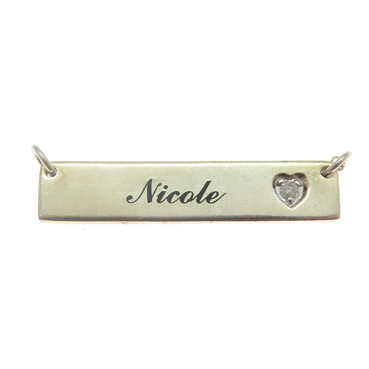 925 Sterling Silver Gold Plated Real Diamond "Nicole" Name Centerpiece Pendant