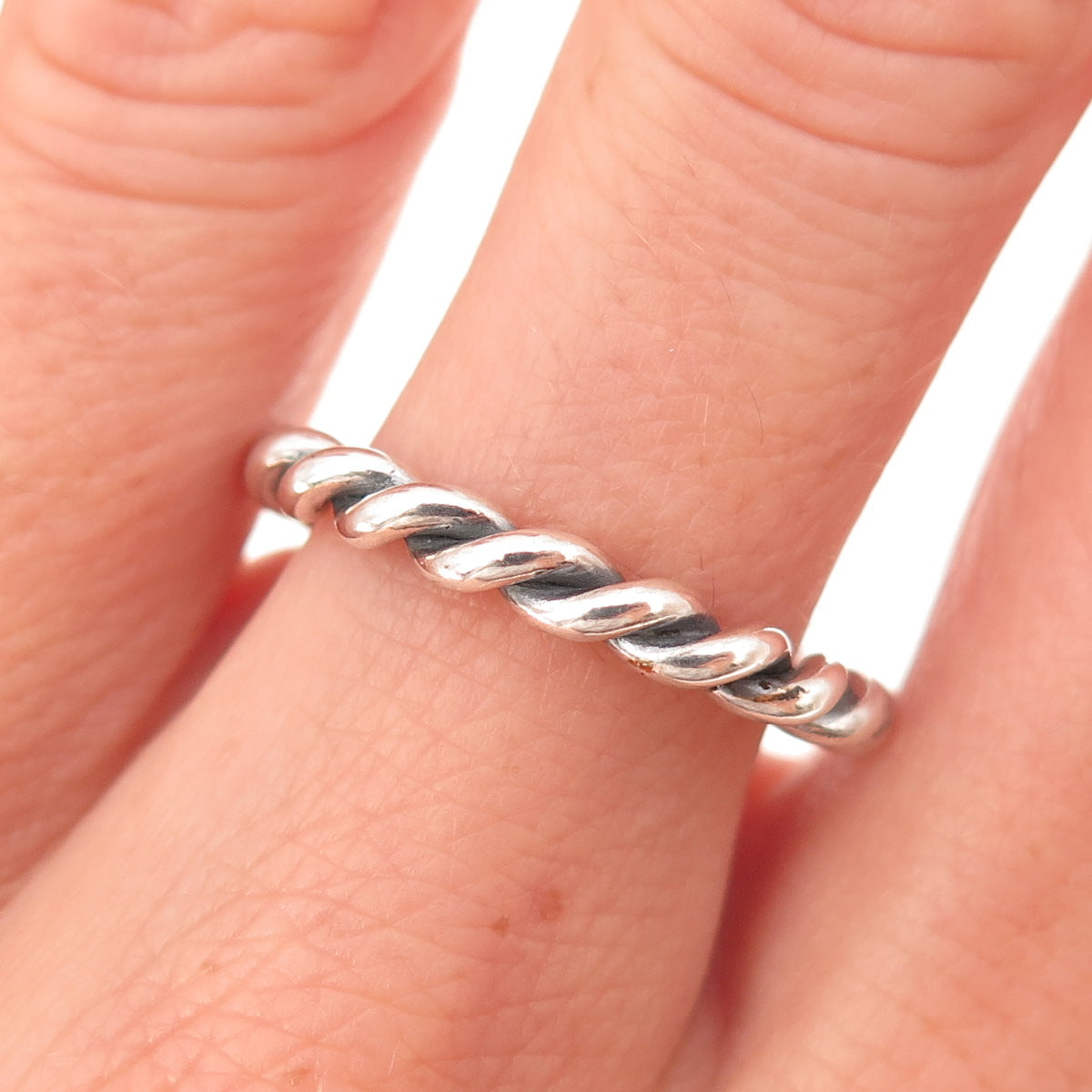 Pandora 925 Sterling Silver Twisted Band Ring Size 7.5