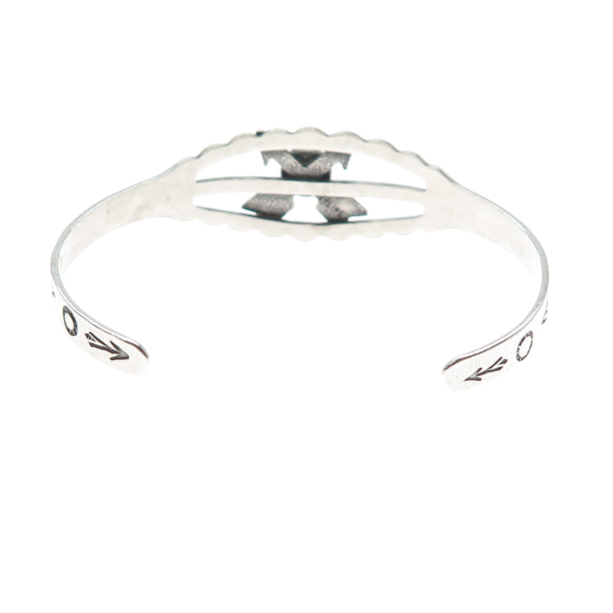 Old Pawn 925 Sterling Vintage Bisbee Turquoise Arrow Adjustable Bracelet 5.25"