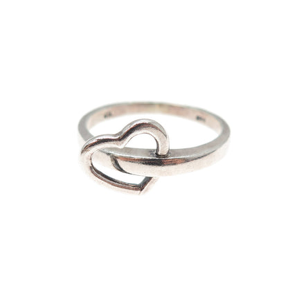 CHAPAL ZENRAY Sterling Silver Vintage Modernist Interlocked Heart Ring Size 8
