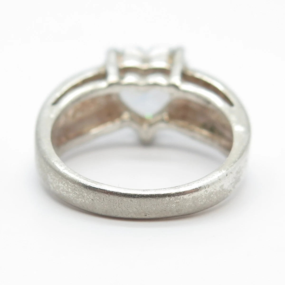 925 Sterling Silver Vintage C Z Heart Ring Size 6.25