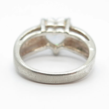 925 Sterling Silver Vintage C Z Heart Ring Size 6.25
