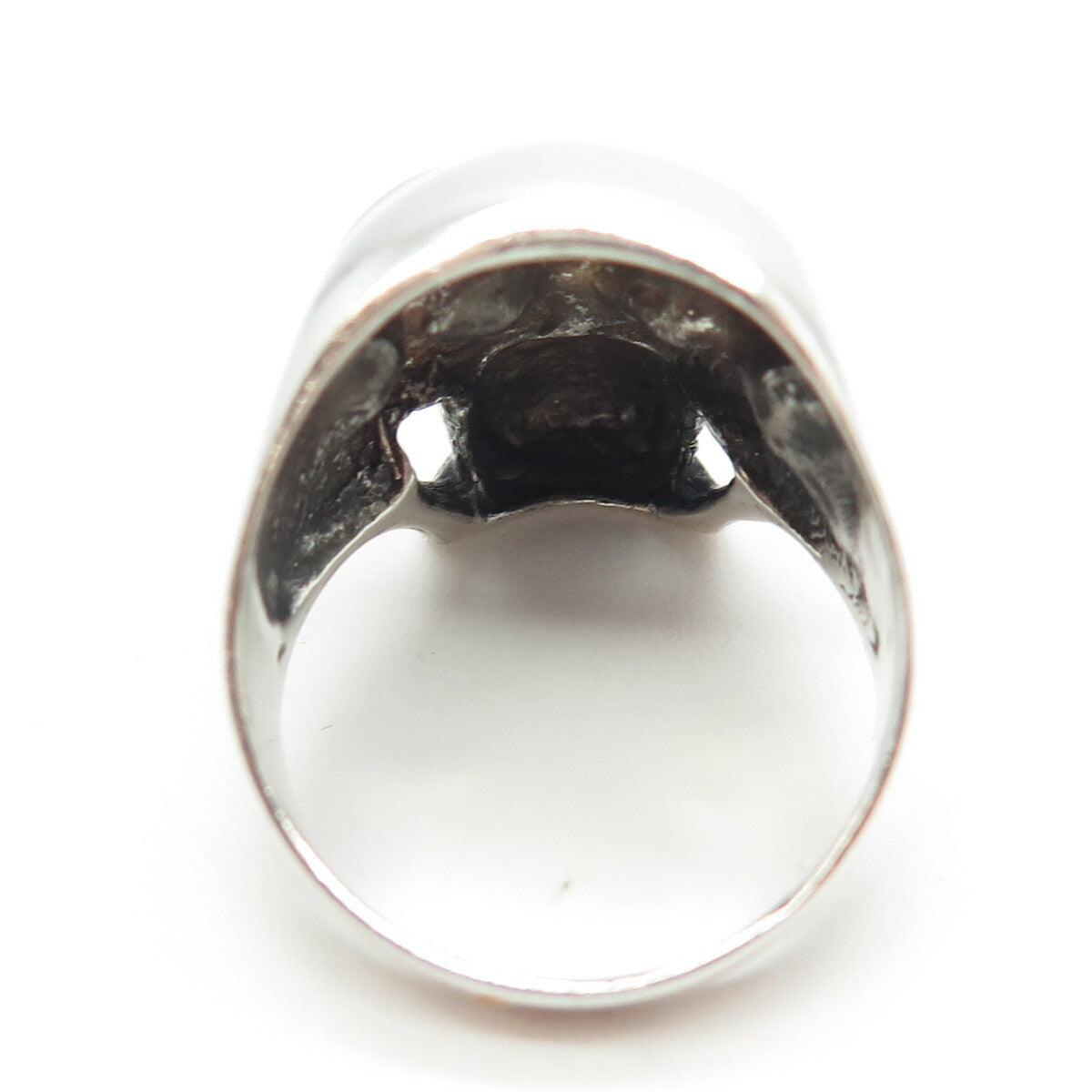 925 Sterling Silver Vintage Skull Biker Ring Size 12