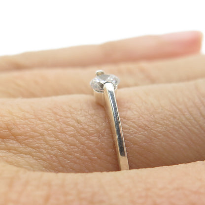 925 Sterling Silver Vintage Round-Cut Shaped C Z Engagement Ring Size 7