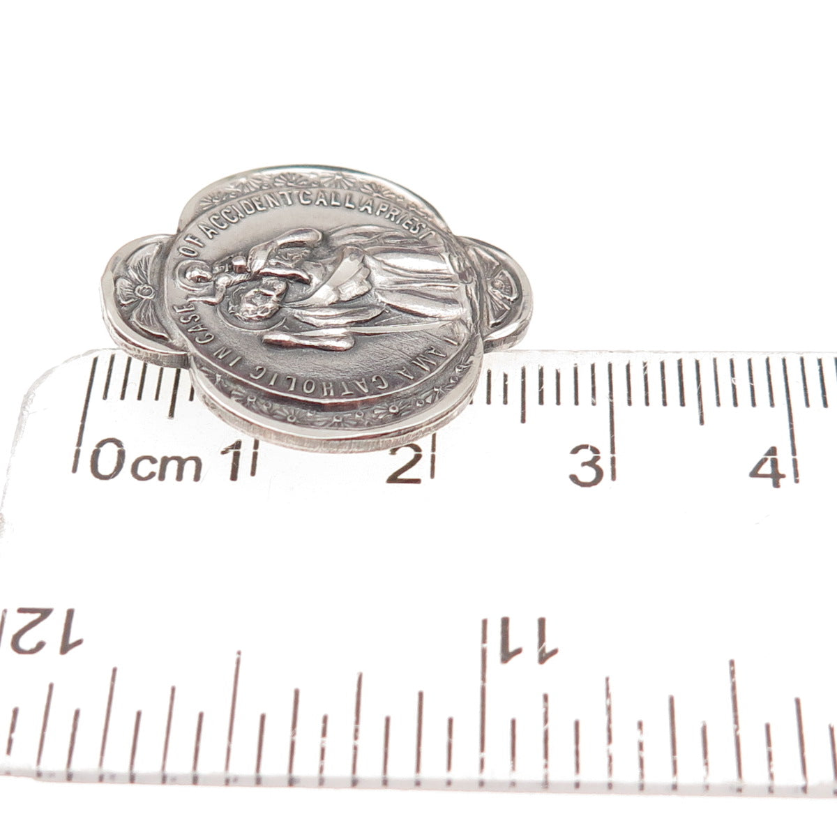 Creed 925 Sterling Silver Antique Art Deco St. Christopher Oxidized Lapel Pin