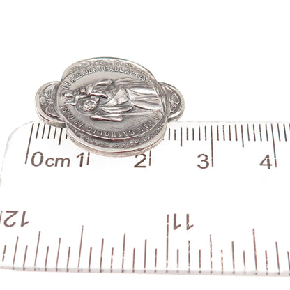 Creed 925 Sterling Silver Antique Art Deco St. Christopher Oxidized Lapel Pin
