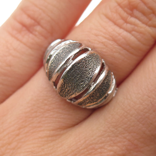 925 Sterling Silver Vintage Modernist Oxidized Dome Ring Size 5.75