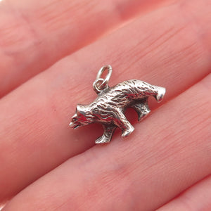 835 Silver Vintage Bear Oxidized 3D Mini Charm Pendant