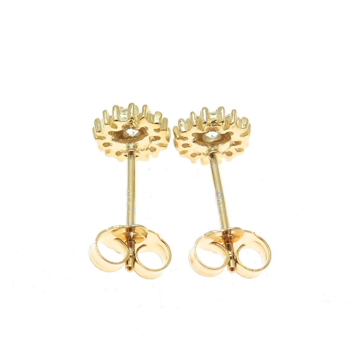 925 Sterling Silver Gold Plated Round-Cut C Z Floral Stud Earrings