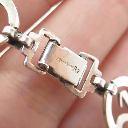 W. E. RICHARDS 925 Sterling Silver Antique Art Deco Floral Link Bracelet 7"