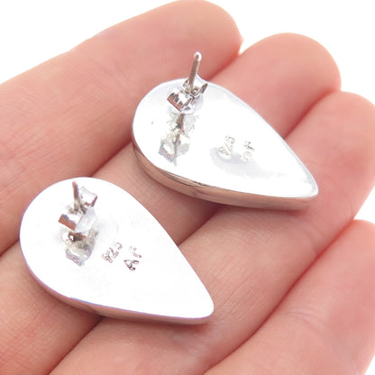 AF DESIGN 925 Sterling Silver Vintage Real Abalone Shell Teardrop Earrings