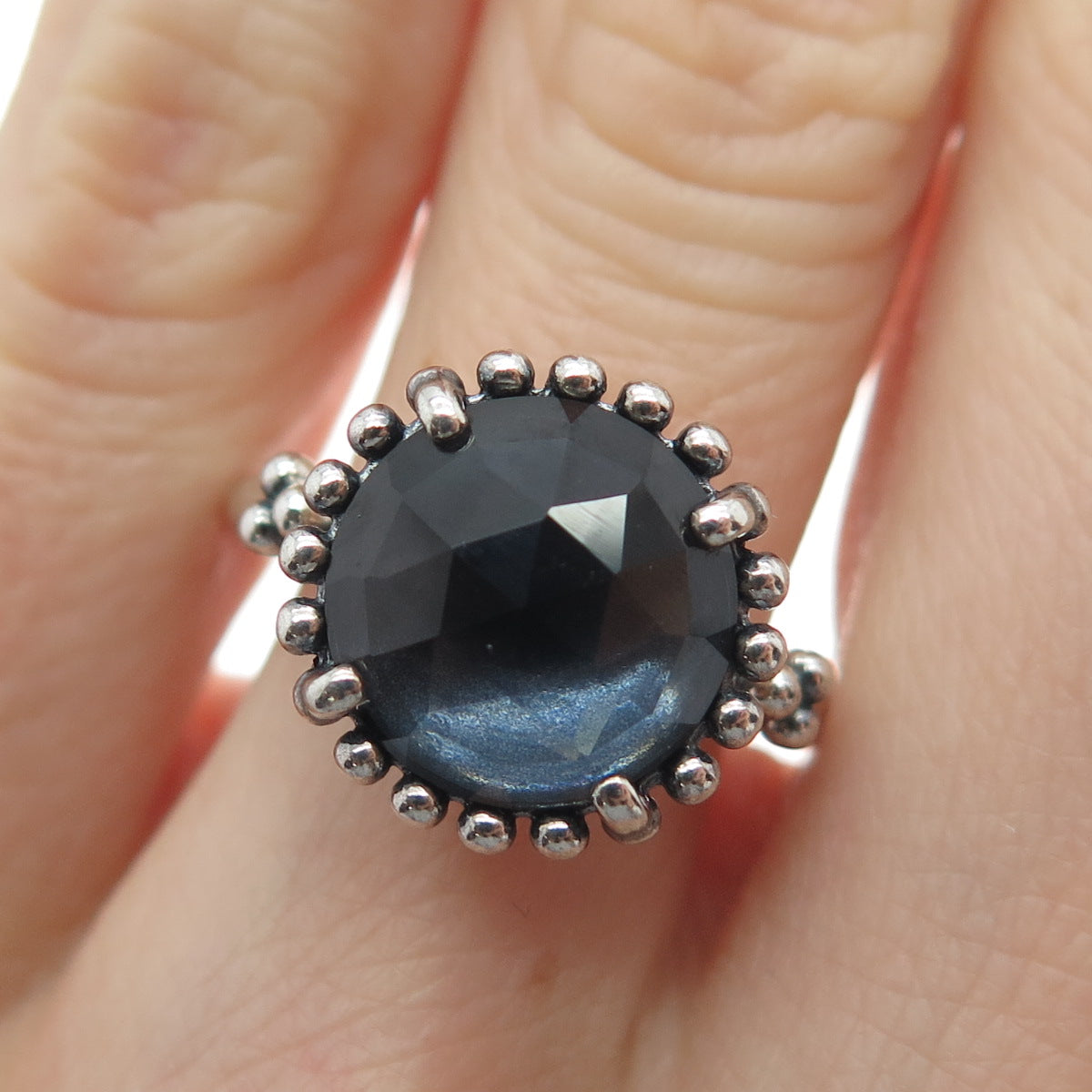 PANDORA 925 Sterling Silver Blue Crystal Midnight Star Ring Size 6