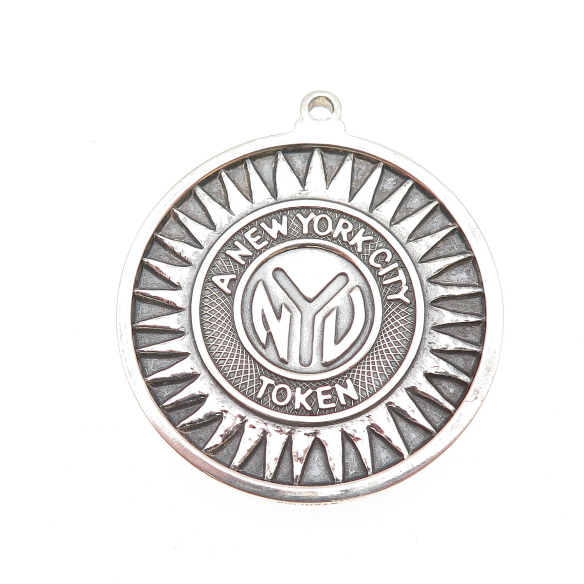The Vets Medal 925 Sterling Silver Vintage NYC Token Oxidized Pendant