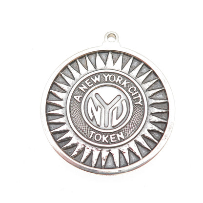 The Vets Medal 925 Sterling Silver Vintage NYC Token Oxidized Pendant