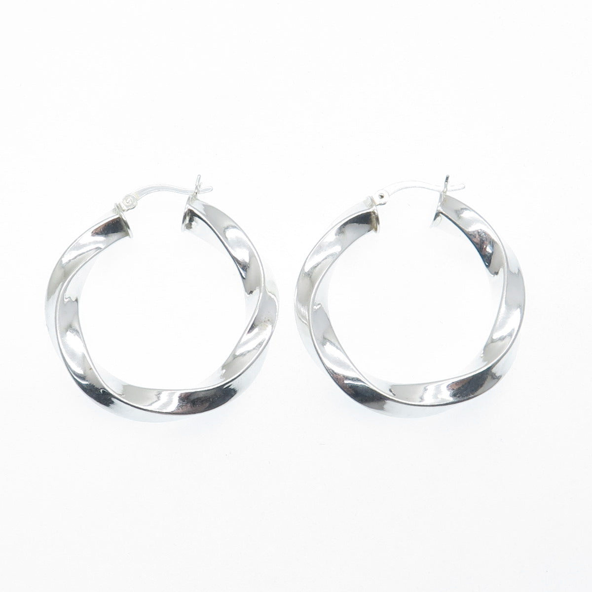 925 Sterling Silver 35mm Twisted Hoop Earrings