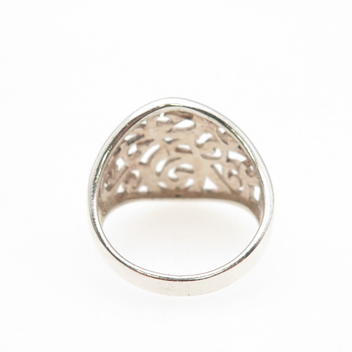 925 Sterling Silver Vintage Modernist Swirl Ring Size 7.75