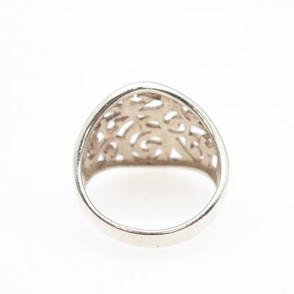 925 Sterling Silver Vintage Modernist Swirl Ring Size 7.75