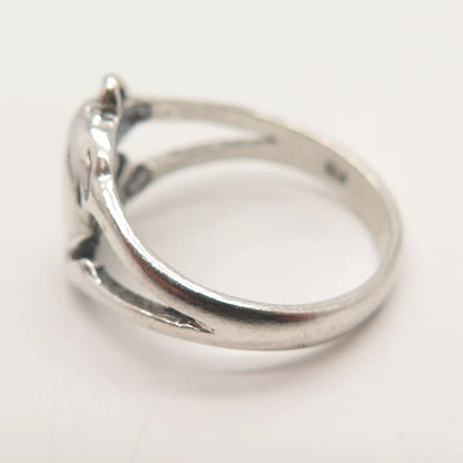 925 Sterling Silver Vintage Friendly Dolphin Ring Size 5
