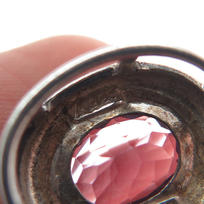 925 Sterling Silver Vintage Real Oval-Cut Amethyst Minimalist Slide Pendant