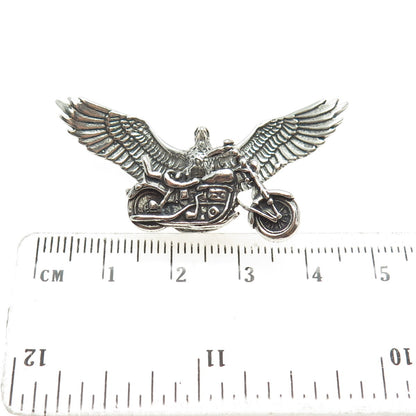 SUN WEST 925 Sterling Vintage Screaming Eagle & Motorcycle Necklace Central Part