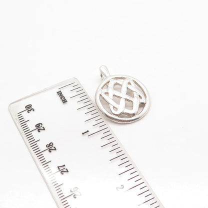 925 Sterling Silver Vintage Celtic Round Slide Pendant