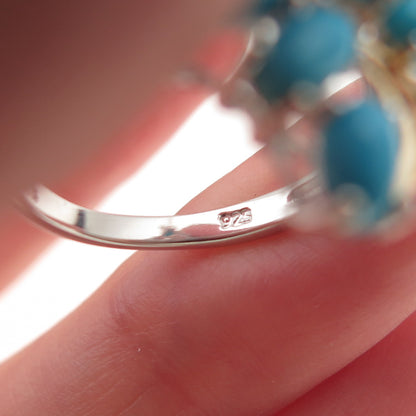 Chuck Clemency 925 Sterling 2-Tone Real Sleeping Beauty Turquoise Ring Size 8.25