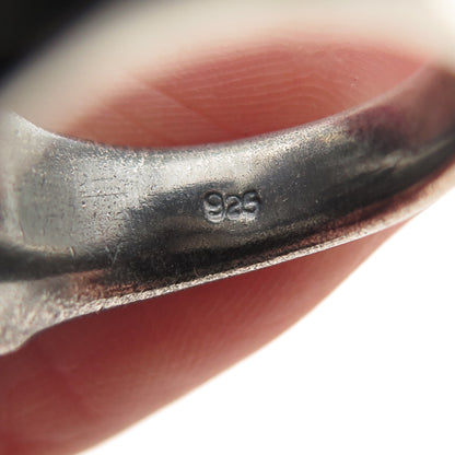 925 Sterling Silver Vintage Modernist Oxidized Statement Ring Size 7