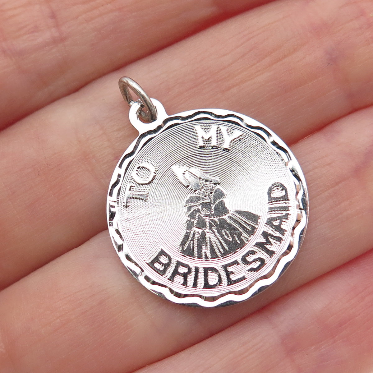 Griffith & Sons 925 Sterling Silver Vintage To My Bridesmaid Charm Pendant