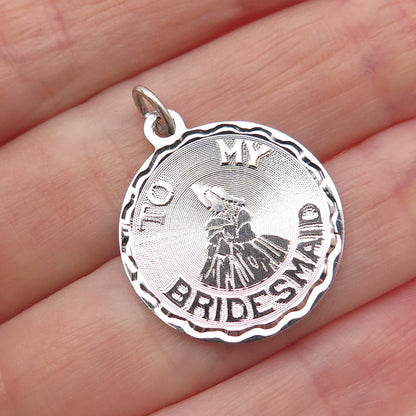 Griffith & Sons 925 Sterling Silver Vintage To My Bridesmaid Charm Pendant