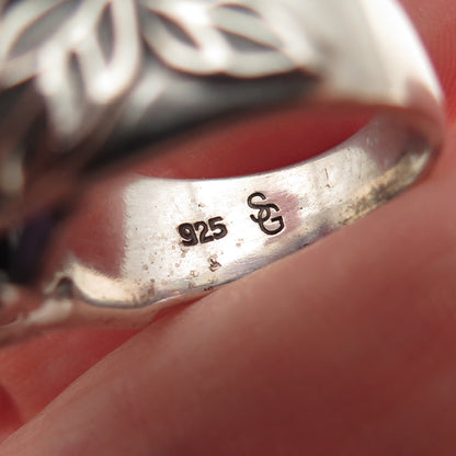 Seiden Gang Sterling Silver Vintage Real Amethyst & C Z Butterfly Ring Size 8