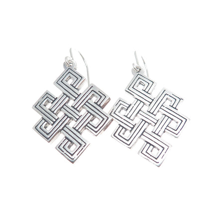 925 Sterling Silver Vintage Celtic Knot Oxidized Dangle Earrings