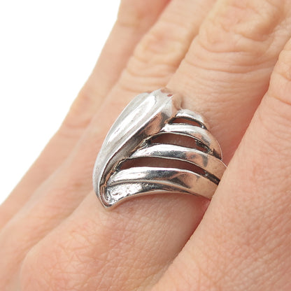 925 Sterling Silver Vintage Modernist Oxidized Ring Size 8.25