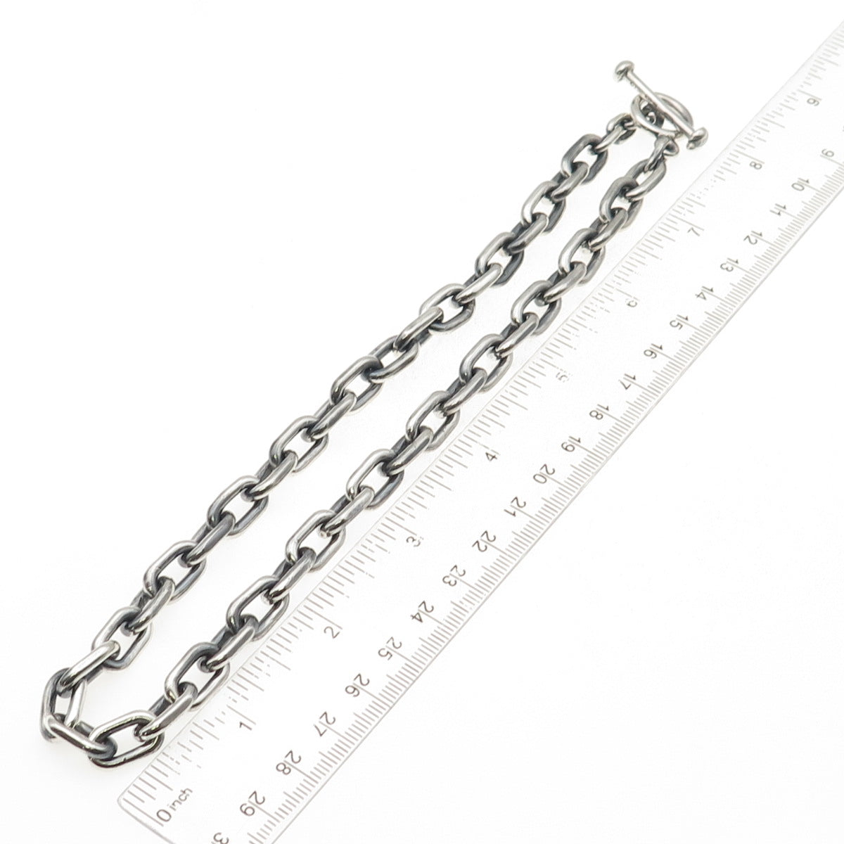 Fine Art 925 Sterling Silver Vintage Oxidized Cable Chain Necklace 16"