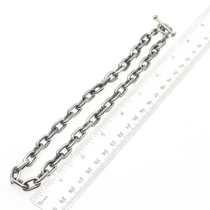 Fine Art 925 Sterling Silver Vintage Oxidized Cable Chain Necklace 16"