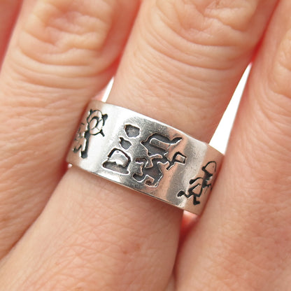 925 Sterling Silver Vintage EFS Mexico Children Oxidized Band Ring Size 8.25