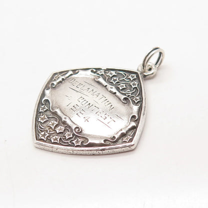 925 Sterling Silver Vintage Wendell & Co. "Declamation Contest 1924" Pendant