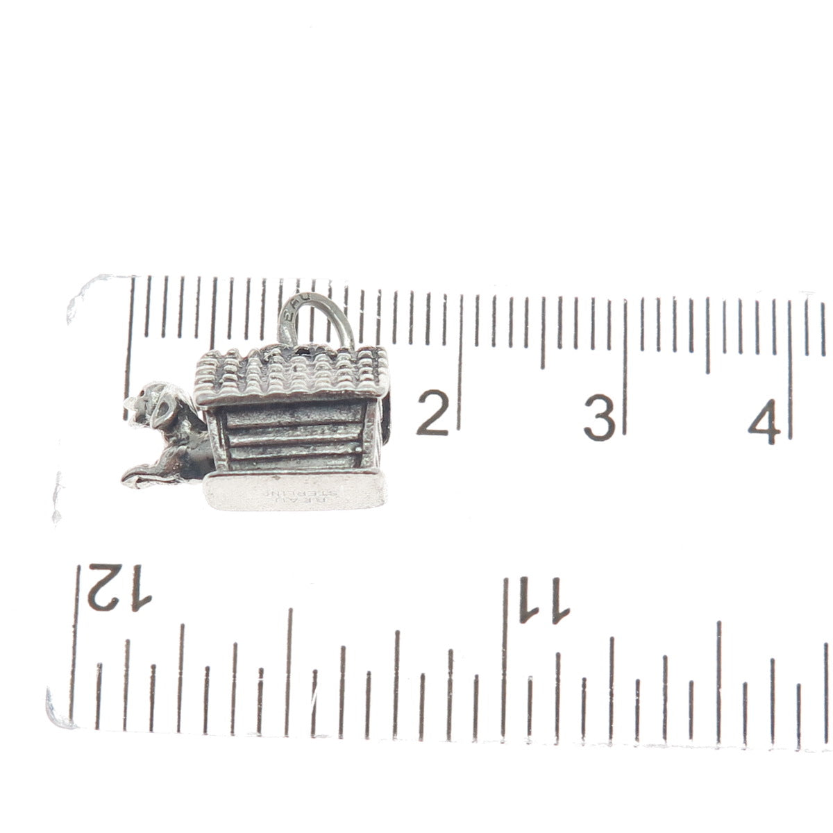 BEAU 925 Sterling Silver Vintage Dog House Minimalist 3D Charm Pendant