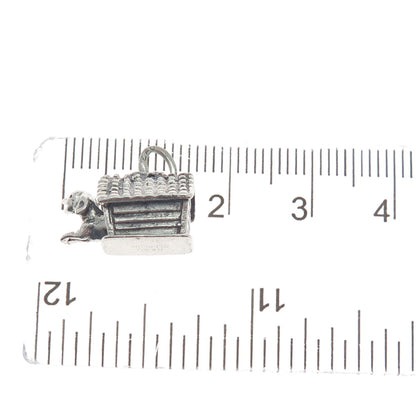 BEAU 925 Sterling Silver Vintage Dog House Minimalist 3D Charm Pendant